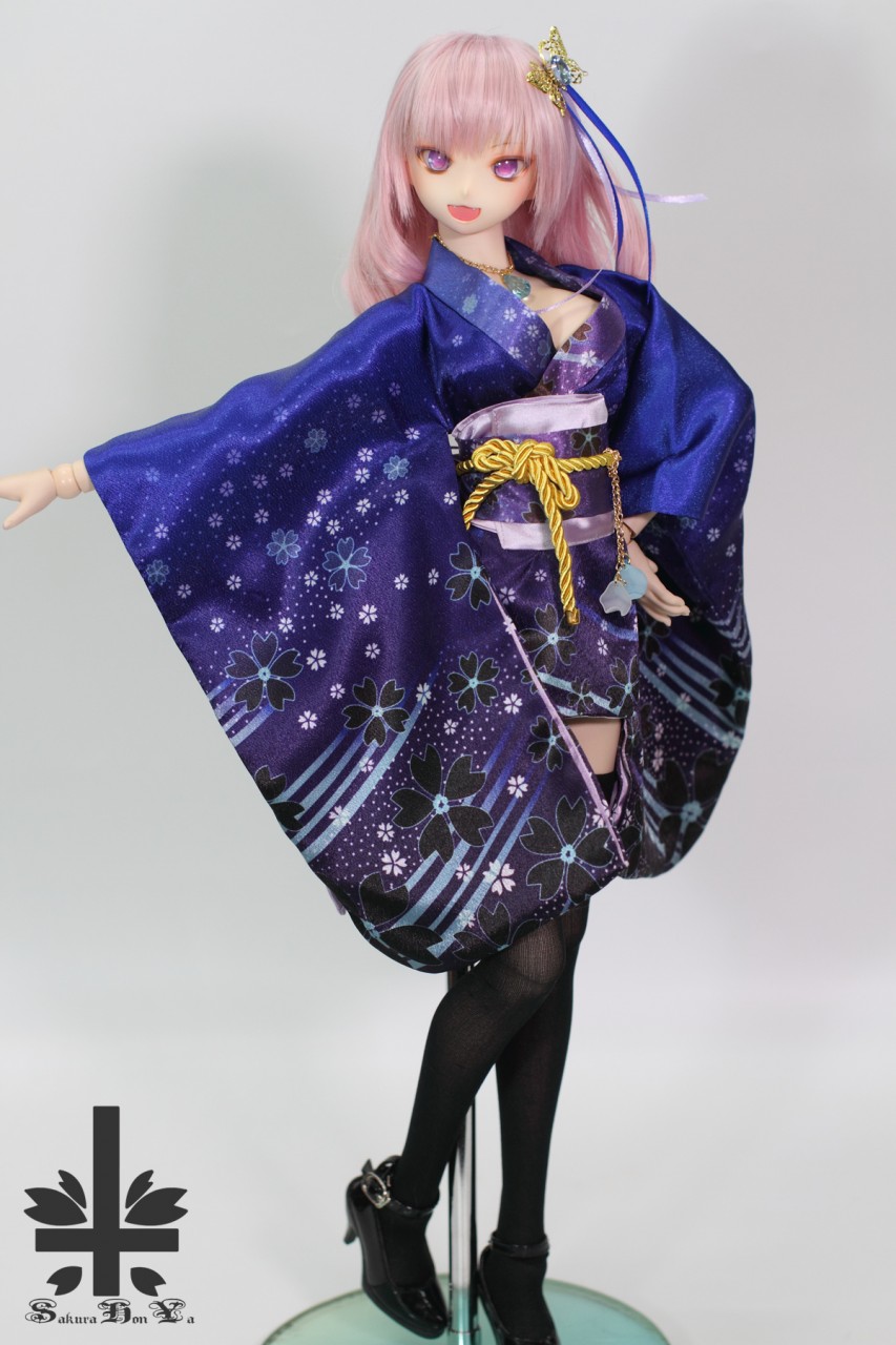 華麗短い和服《青。舞桜》 - Sakurahonya
